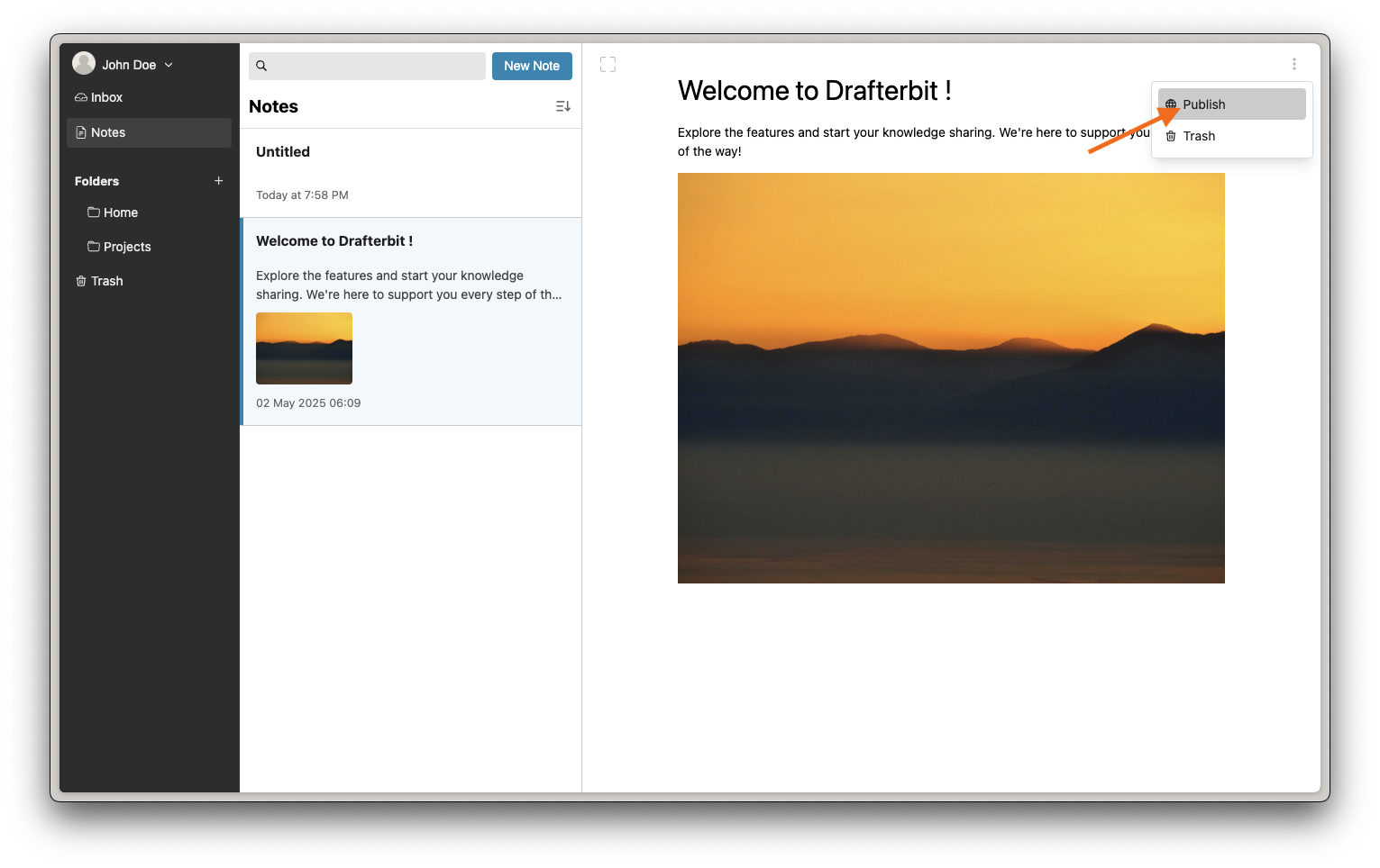 Publish a note - image 1